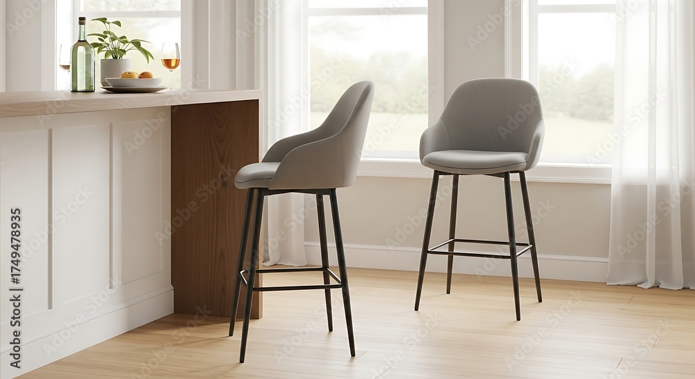 Fototapeta premium Bar Stool Seating in Kitchen Area