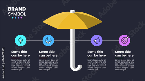 Infographic template. Umbrella with line and 4 steps