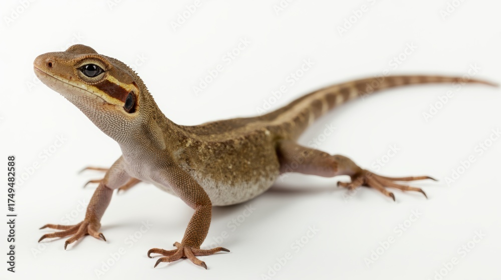 Naklejka premium A lizard is standing on a white background