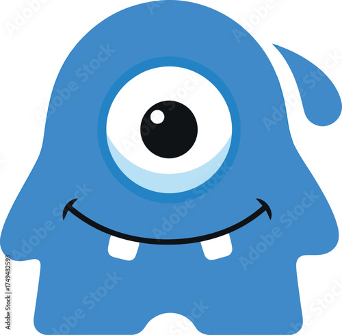 Cute Blue One-Eyed Monster Cartoon