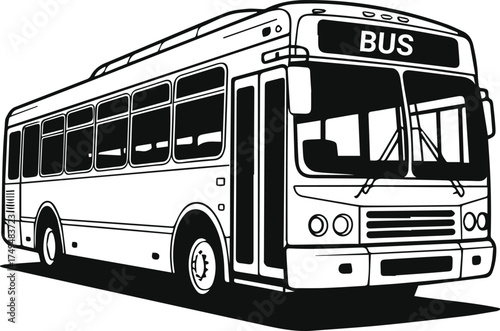 bus silhouette, line art vector illustration