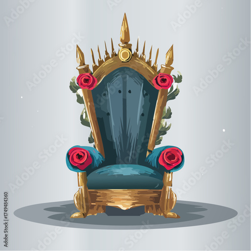 Ornate throne with roses and vines