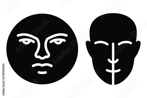 Nia purpose symbol minimal flat vector icon set. black color and white background.