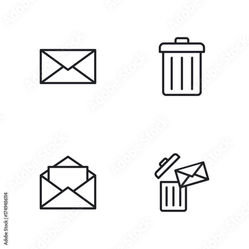 Simple Line Vector Icons for Email and Deletion