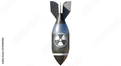 Isolated nuclear bomb with radiation symbol, ominous weapon for war and destruction purposes