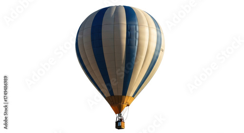 Tableau sur toile Isolated hot air balloon in mid air, colorful striped blimp with travel adventur