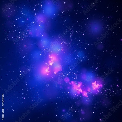 cosmic galaxy, vibrant nebula, starry night sky, deep blue space, purple and blue nebula
