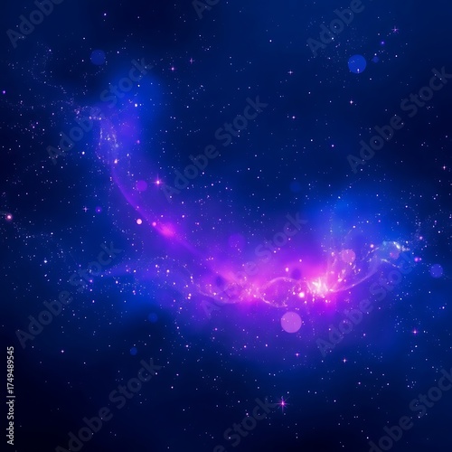 cosmic galaxy, vibrant nebula, starry night sky, deep blue space, purple and blue nebula