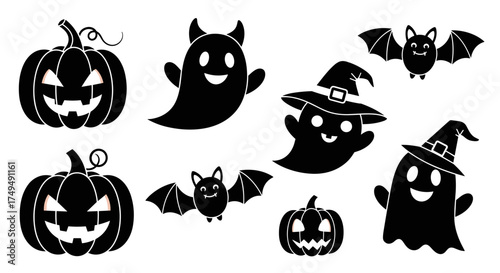Spooky Silhouettes A Collection of Halloween Icons and Festive Elements for Designs