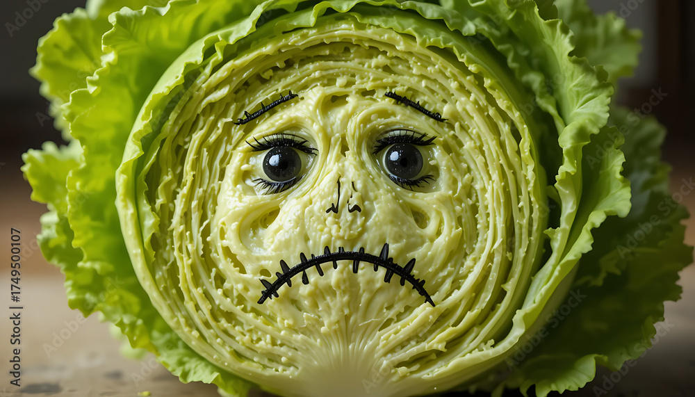 Obraz premium close up of a cabbage head of lettuce head of cabbage beautiful view and seen beautiful background and wallpaper hd picture 