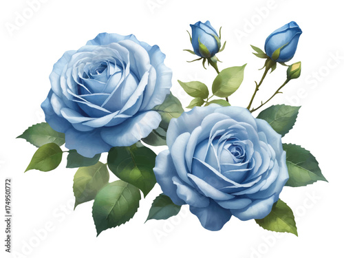 Blue rose elegance a symbol of mystery rarity and timeless beauty in watercolor style convert to vector