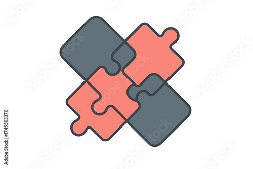 Four interlocking puzzle pieces forming a central connection point