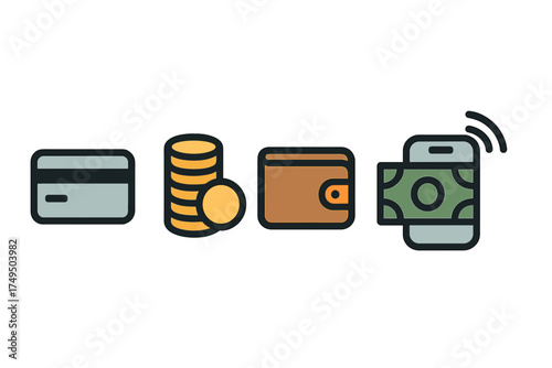 Financial transactions and money management using credit cards, cash, and digital wallets