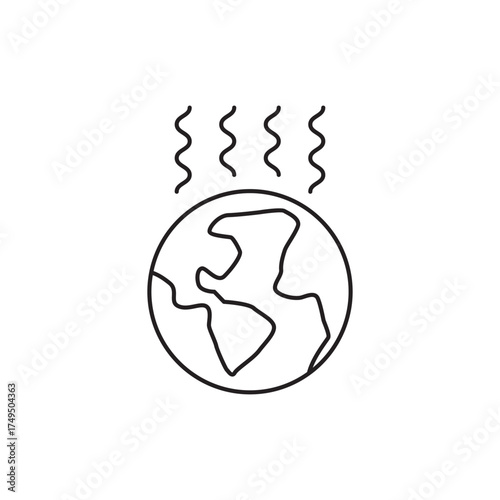 Overheating Earth Globe Climate Change Crisis Line Icon