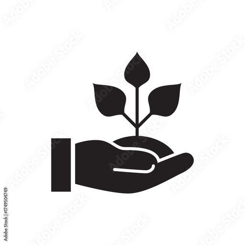 Hand Holding Growing Sprout Plant Glyph Icon