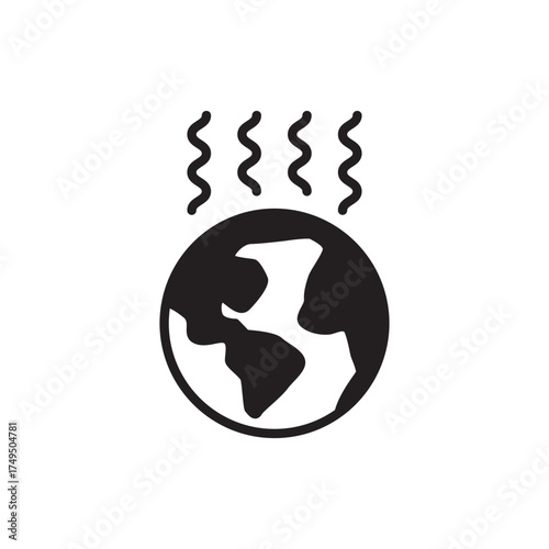 Overheated Earth Global Warming Climate Change Glyph