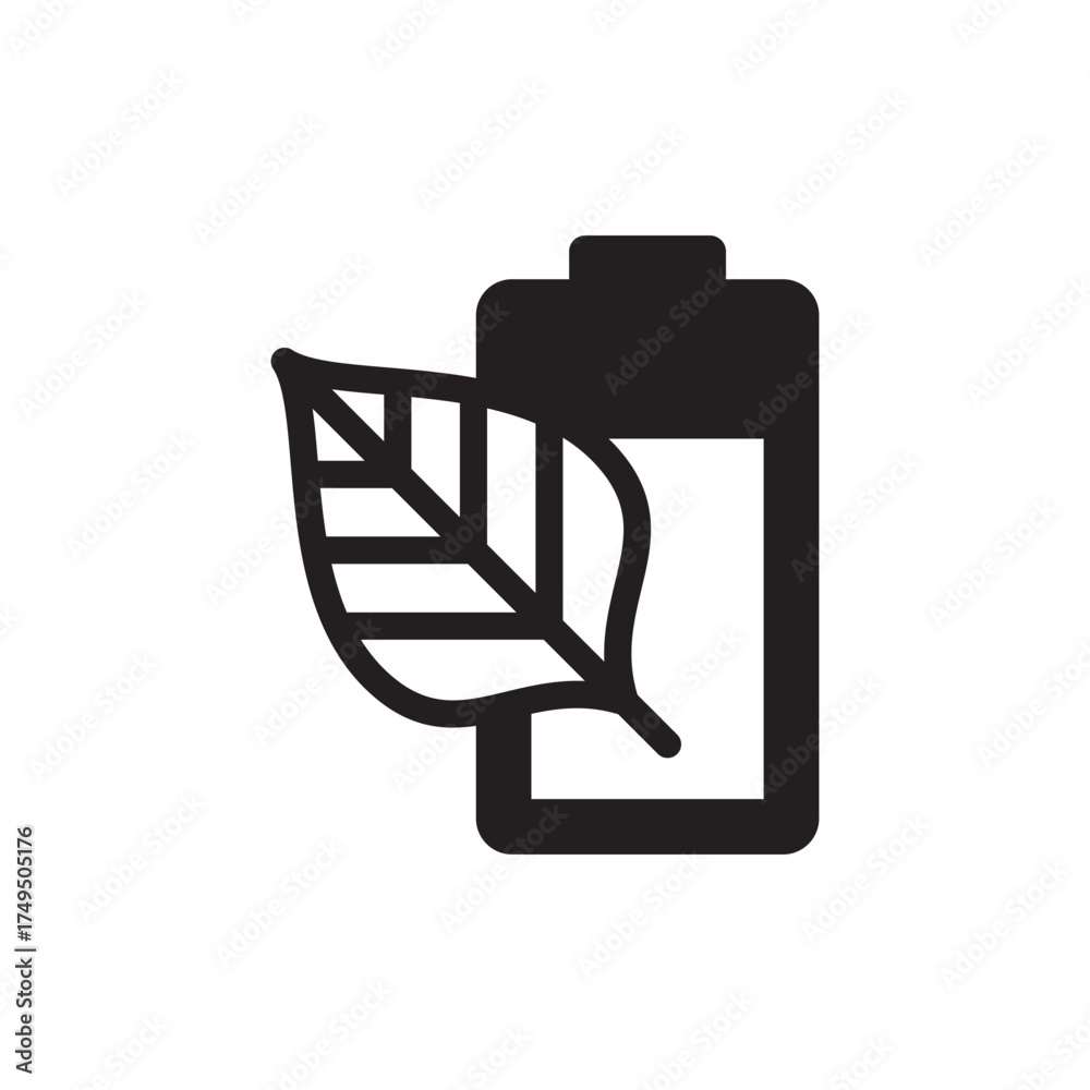 Fototapeta premium Battery with Leaf Green Power Storage Glyph Icon