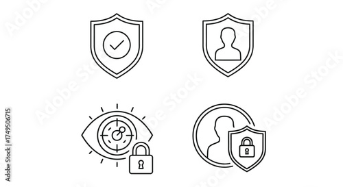 Vector illustration of security and privacy icons set of outline icons of data protection and personal information vector illustration