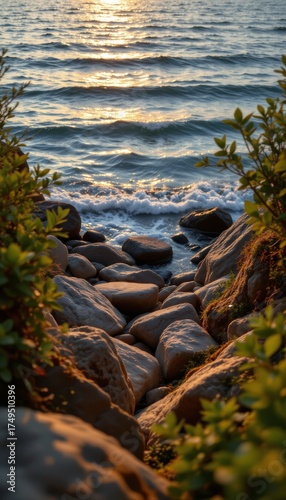 Rocky Shoreline at Sunset