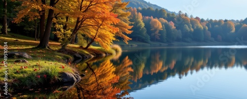 Autumn Reflections on Tranquil Lake