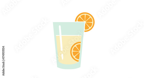 Illustration of a glass of lemonade with orange slices.