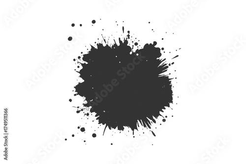 Black watercolor ink drops Falling on white textured. Abstract black in splash, paint, brush strokes, stain grunge  ink vector, transparent background.