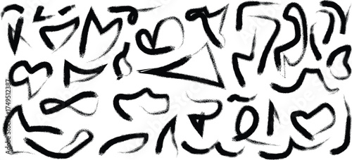 Brush stroke sketch collection of abstract shapes and design elements
