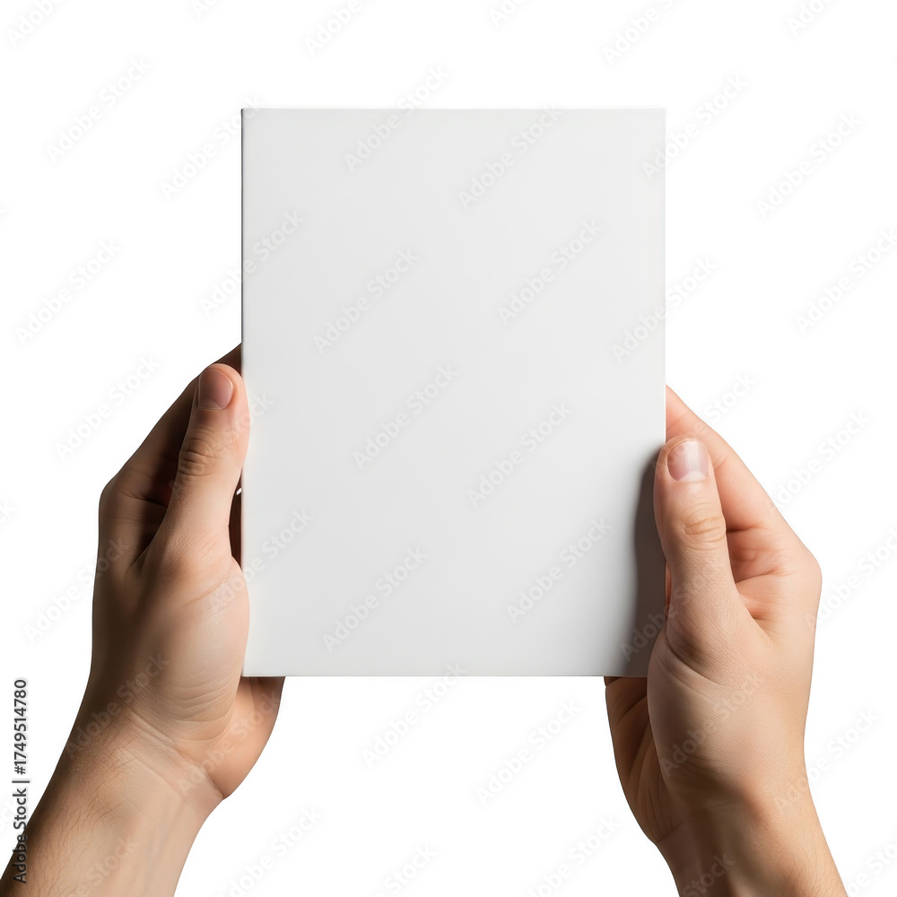 Obraz premium Hands holding a blank white square card