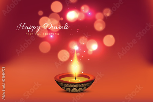 Beautiful Diwali Bokeh Lights Vector Background Design