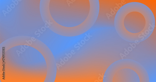 Orange Blue Background with circles Different shades with color and light Gradient Design
