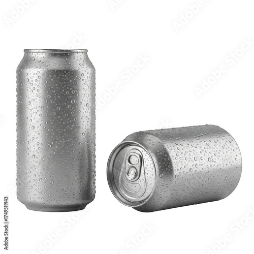 Two refreshing aluminum beverage cans covered in condensation