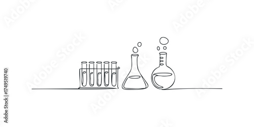 Scientific laboratory equipment with bubbling liquid