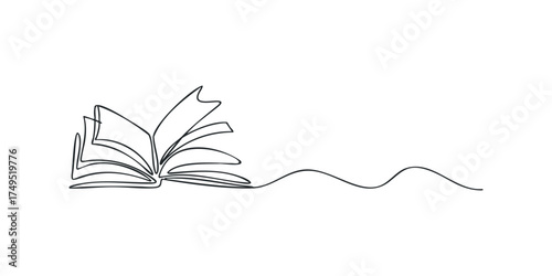 Open book with wavy line continuing from pages