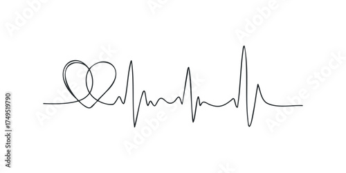 Heartbeat Line Symbol with Heart Shape