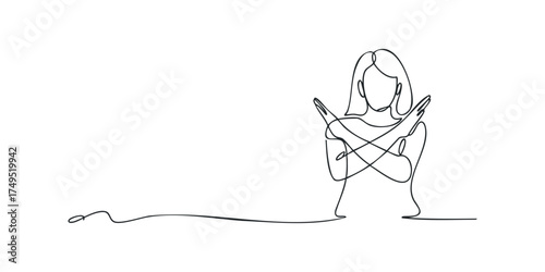 Person making stop gesture with crossed arms