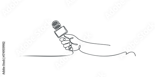 Hand holding microphone for reporting