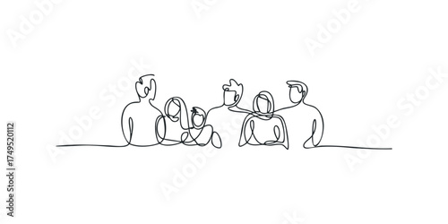 Continuous line art family of five