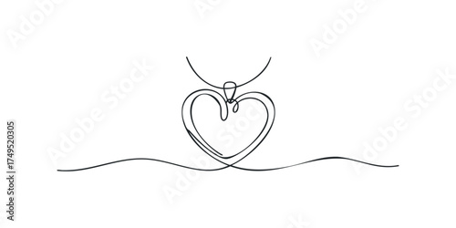 Minimalist Heart Pendant Necklace Line Art