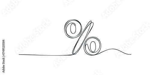Single line drawing of a percent symbol