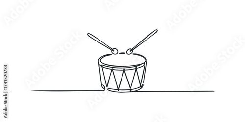 Line art snare drum with sticks