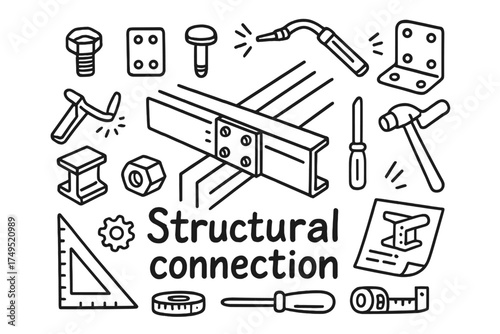 Structural Connection Doodle. Structural connection. Hand-drawn doodle illustration of Structural connection.