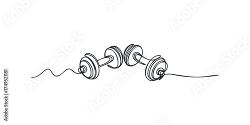 Line art of two dumbbells