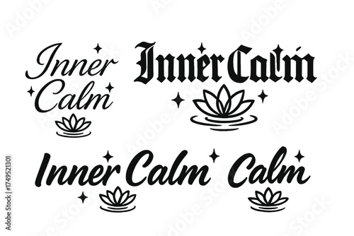 Inner Calm Calligraphy. Inner Calm. Create a calligraphy lettering illustration of the phrase: Inner Calm.