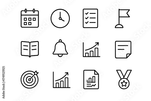 Corporate Restructuring Icons. Leadership in action during corporate restructuring. Line outline icon set of