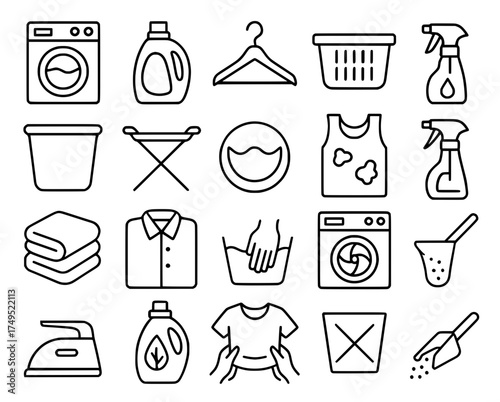 Vector outline, icon pack, icon sheet, laundry theme