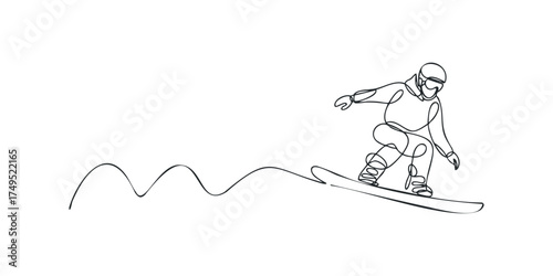 Snowboarder moving on snow slope