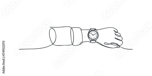 Line art of a human wrist wearing a watch