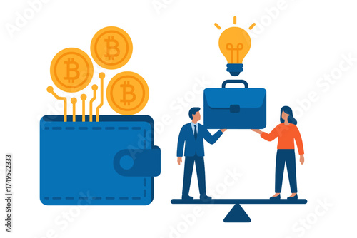Balancing digital assets investment and business innovation using wallet storage and creative ideas