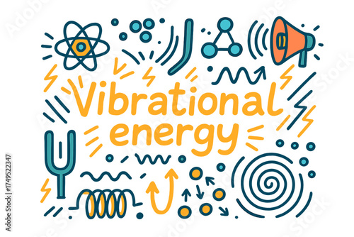 Vibrational Energy Doodles. Vibrational energy. Hand-drawn doodle illustration of Vibrational energy.