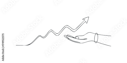 Hand supporting upward trending line graph